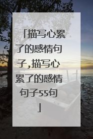 描写心累了的感情句子,描写心累了的感情句子55句