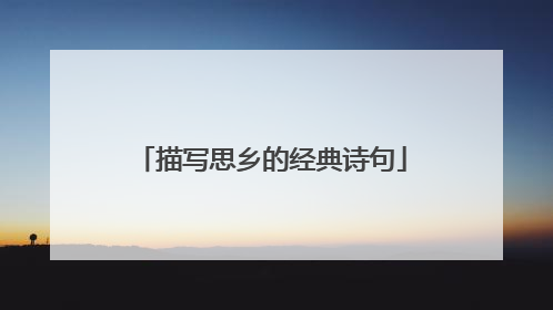 描写思乡的经典诗句