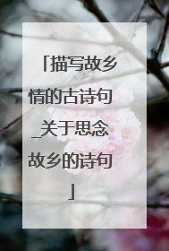 描写故乡情的古诗句_关于思念故乡的诗句