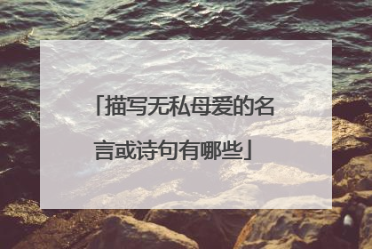 描写无私母爱的名言或诗句有哪些