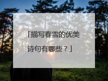 描写春雪的优美诗句有哪些?