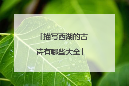 描写西湖的古诗有哪些大全