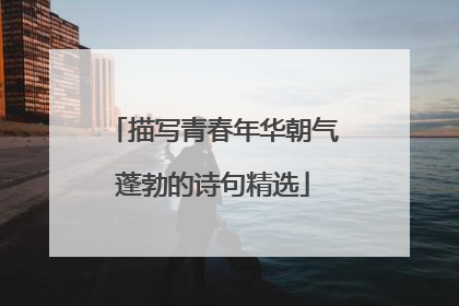 描写青春年华朝气蓬勃的诗句精选