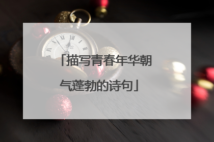 描写青春年华朝气蓬勃的诗句