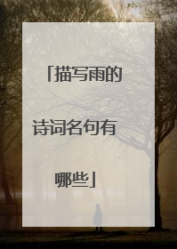 描写雨的诗词名句有哪些
