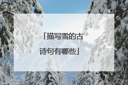 描写雪的古诗句有哪些