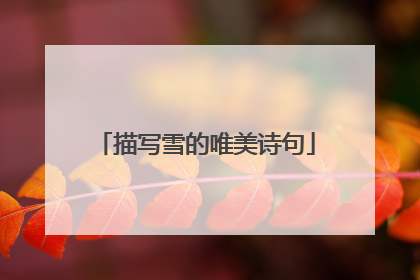 描写雪的唯美诗句
