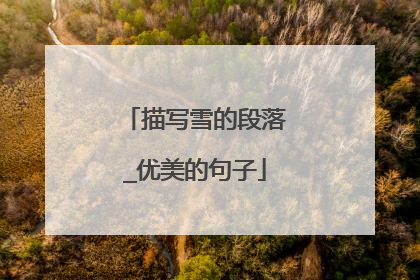 描写雪的段落_优美的句子