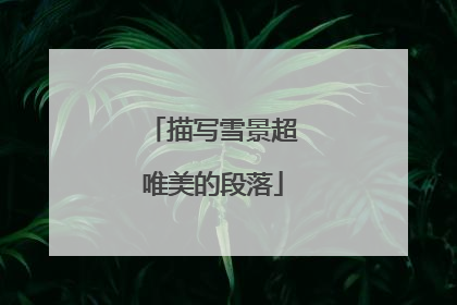 描写雪景超唯美的段落