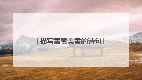 描写雪赞美雪的诗句