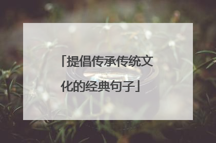 提倡传承传统文化的经典句子