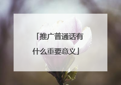 推广普通话有什么重要意义