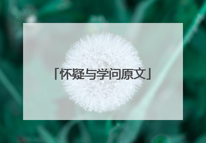 怀疑与学问原文