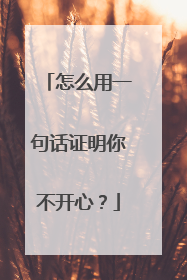 怎么用一句话证明你不开心？