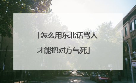 怎么用东北话骂人才能把对方气死