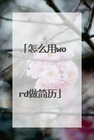 怎么用word做简历