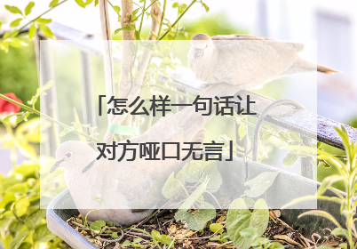 怎么样一句话让对方哑口无言