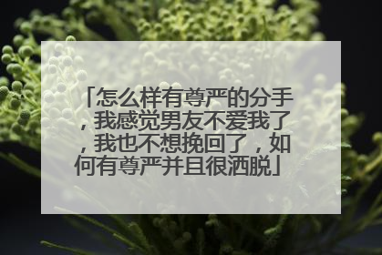 怎么样有尊严的分手,我感觉男友不爱我了,我也不想挽回了,如何有尊严并且很洒脱