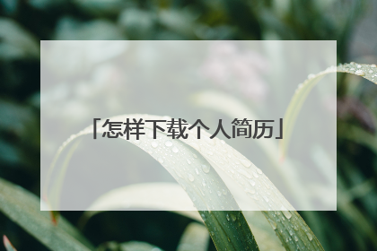 怎样下载个人简历