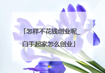 怎样不花钱创业呢_白手起家怎么创业