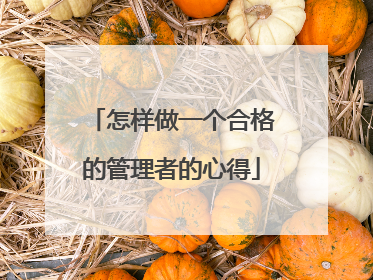 怎样做一个合格的管理者的心得