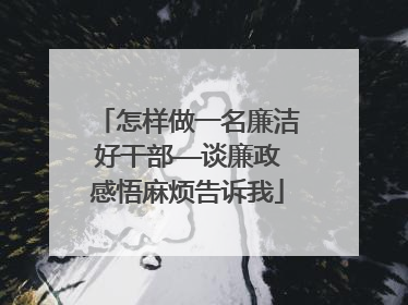 怎样做一名廉洁好干部——谈廉政感悟麻烦告诉我