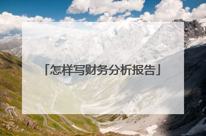 怎样写财务分析报告