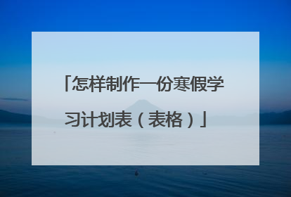 怎样制作一份寒假学习计划表（表格）