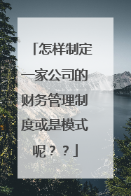 怎样制定一家公司的财务管理制度或是模式呢??