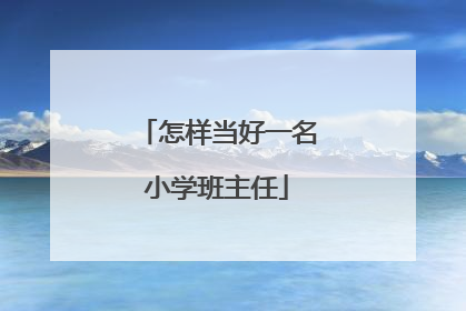 怎样当好一名小学班主任