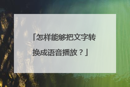 怎样能够把文字转换成语音播放?