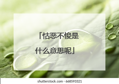 怙恶不悛是什么意思呢