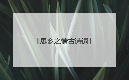 思乡之情古诗词