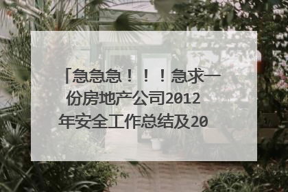 急急急！！！急求一份房地产公司2012年安全工作总结及2013年工作计划！感激不尽！！！