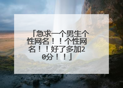 急求一个男生个性网名！！个性网名！！好了多加20分！！