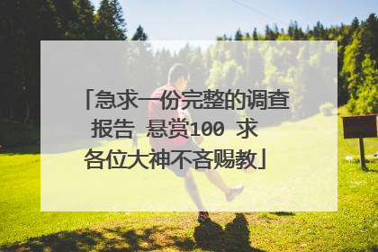 急求一份完整的调查报告 悬赏100 求各位大神不吝赐教