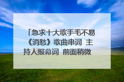急求十大歌手毛不易《消愁》歌曲串词 主持人报幕词 前面稍微简单介绍下这首歌的含义 情感 谢谢！！