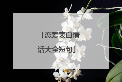恋爱表白情话大全短句
