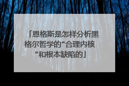 恩格斯是怎样分析黑格尔哲学的