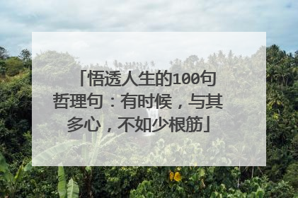 悟透人生的100句哲理句:有时候,与其多心,不如少根筋