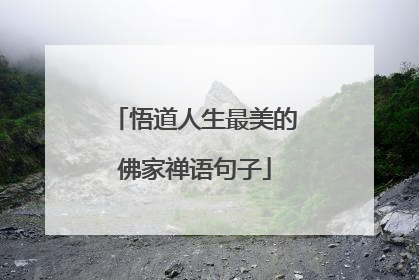 悟道人生最美的佛家禅语句子