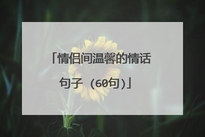 情侣间温馨的情话句子 (60句)