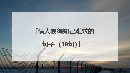 情人易得知己难求的句子 (30句)