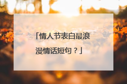 情人节表白最浪漫情话短句？