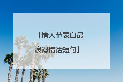 情人节表白最浪漫情话短句