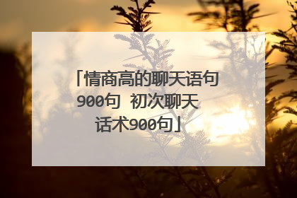 情商高的聊天语句900句 初次聊天话术900句