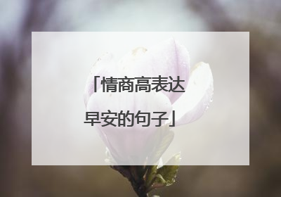 情商高表达早安的句子