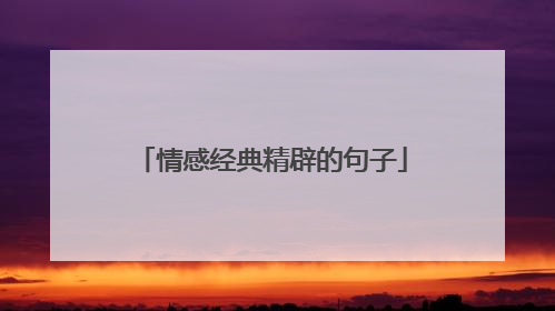 情感经典精辟的句子