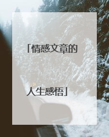 情感文章的人生感悟