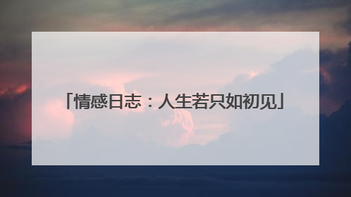 情感日志：人生若只如初见